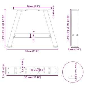 Nohy konferenčního stolku ve tvaru A, 2 ks, antracitové, 30 x (30-31) cm, ocel - obrázek 10