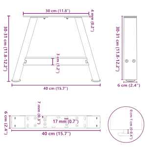 Nohy konferenčního stolku ve tvaru A, 2 ks, černé, 40 x (30-31) cm, ocel - obrázek 10