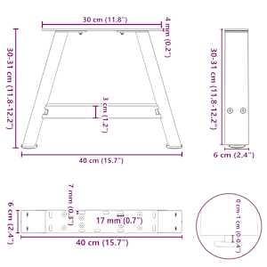 Nohy konferenčního stolku ve tvaru A, 2 ks, antracitové, 40 x (30-31) cm, ocel - obrázek 10
