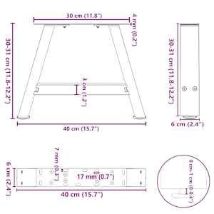 Nohy konferenčního stolku ve tvaru A, 2 ks, 40 x (30-31) cm, ocel - obrázek 10