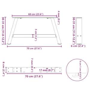 Nohy konferenčního stolku ve tvaru A, 2 ks, černé, 70 x (30-31) cm, ocel - obrázek 10