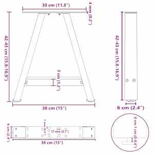 Nohy konferenčního stolku ve tvaru A, 2 ks, černé, 38 x (42-43) cm, ocel - obrázek 10