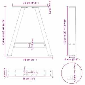 Nohy konferenčního stolku ve tvaru A, 2 ks, antracitové, 38 x (42-43) cm, ocel - obrázek 10