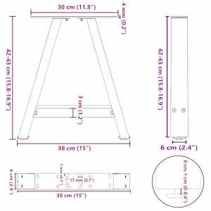 Nohy konferenčního stolku ve tvaru A, 2 ks, 38 x (42-43) cm, ocel - obrázek 10