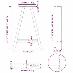 Nohy k jídelnímu stolu ve tvaru A, 2 ks, černé, 50 x (72-73) cm, ocel - obrázek 10