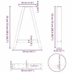 Nohy k jídelnímu stolu ve tvaru A, 2 ks, bílé, 50 x (72-73) cm, ocel - obrázek 10