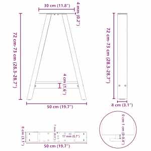 Nohy k jídelnímu stolu ve tvaru A, 2 ks, antracitové, 50 x (72-73) cm, ocel - obrázek 10