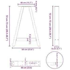 Nohy k jídelnímu stolu ve tvaru A, 2 ks, černé, 60 x (72-73) cm, ocel - obrázek 10