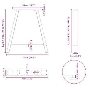 Nohy k jídelnímu stolu ve tvaru A, 2 ks, černé, 70 x (72-73) cm, ocel - obrázek 10