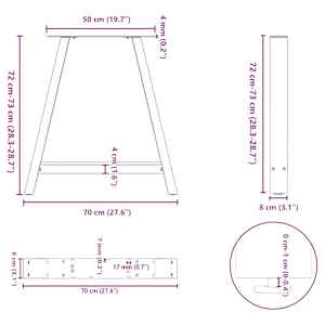 Nohy k jídelnímu stolu ve tvaru A, 2 ks, 70 x (72-73) cm, ocel - obrázek 10