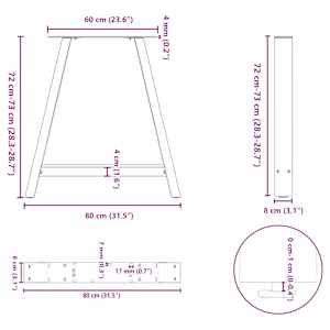 Nohy k jídelnímu stolu ve tvaru A, 2 ks, černé, 80 x (72-73) cm, ocel - obrázek 10