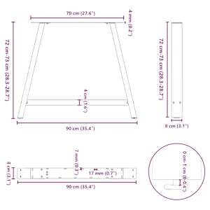 Nohy k jídelnímu stolu ve tvaru A, 2 ks, černé, 90 x (72-73) cm, ocel - obrázek 10