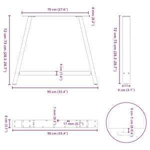 Nohy k jídelnímu stolu ve tvaru A, 2 ks, antracitové, 90 x (72-73) cm, ocel - obrázek 10