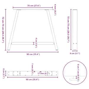 Nohy k jídelnímu stolu ve tvaru A, 2 ks, 90 x (72-73) cm, ocel - obrázek 10
