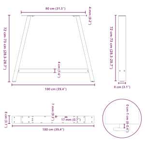 Nohy k jídelnímu stolu ve tvaru A, 2 ks, černé, 100 x (72-73) cm, ocel - obrázek 10