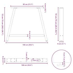 Nohy k jídelnímu stolu ve tvaru A, 2 ks, antracitové, 100 x (72-73) cm, ocel - obrázek 10
