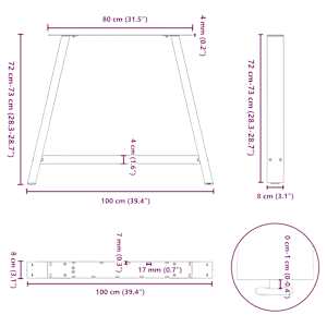 Nohy k jídelnímu stolu ve tvaru A, 2 ks, 100 x (72-73) cm, ocel - obrázek 10