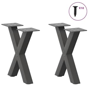 Nohy konferenčního stolku ve tvaru X, 2 ks, antracitové, 30 x (30-31) cm, ocel - obrázek 3