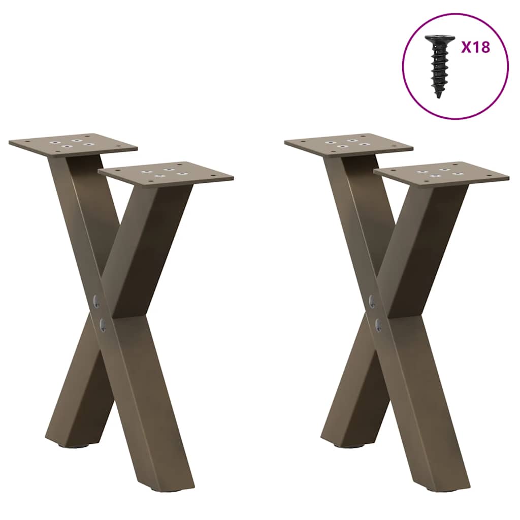 vidaXL Salontafelpoten 2 st X-vormig 30x(30-31) cm staal naturel, foto 2