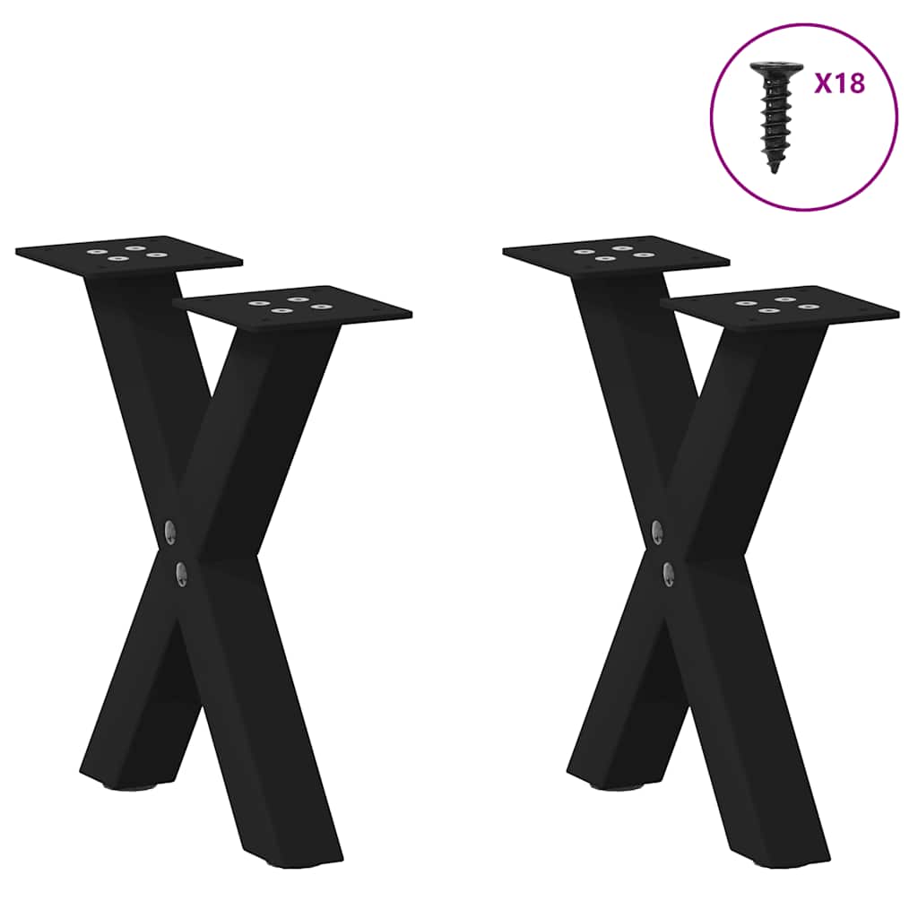 Thumbnail - vidaXL Couchtischbeine X-Form 2 Stk. Schwarz 37x(30-31) cm Stahl