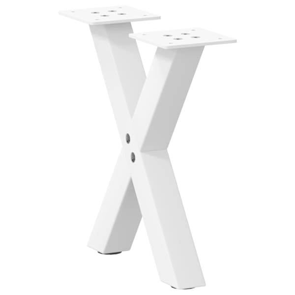 vidaXL kohvilaua jalad X-kujulised 2 tk valged 37 x (30-31) cm terasest