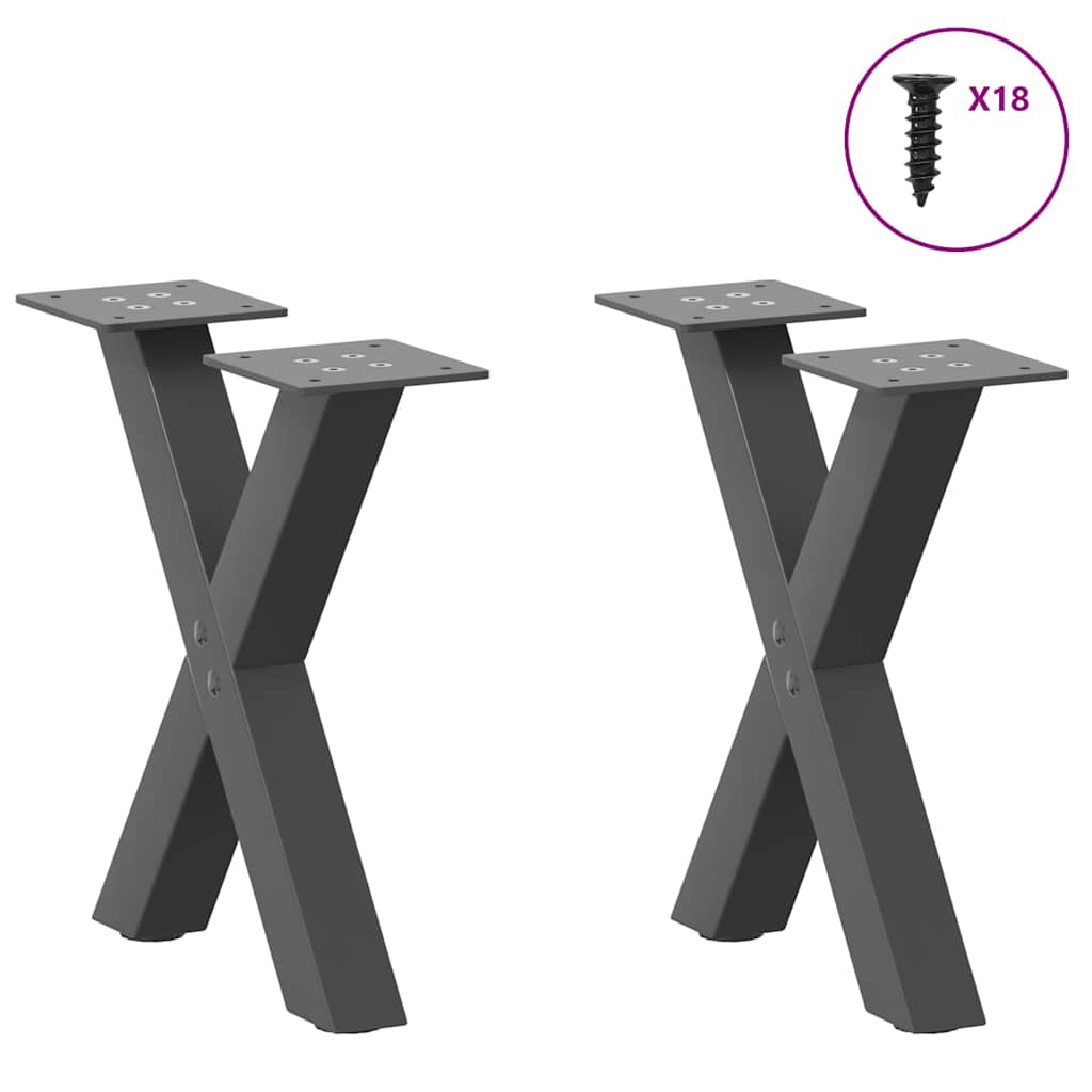 Thumbnail - vidaXL Couchtischbeine X-Form 2 Stk. Anthrazit 37x(30-31) cm Stahl