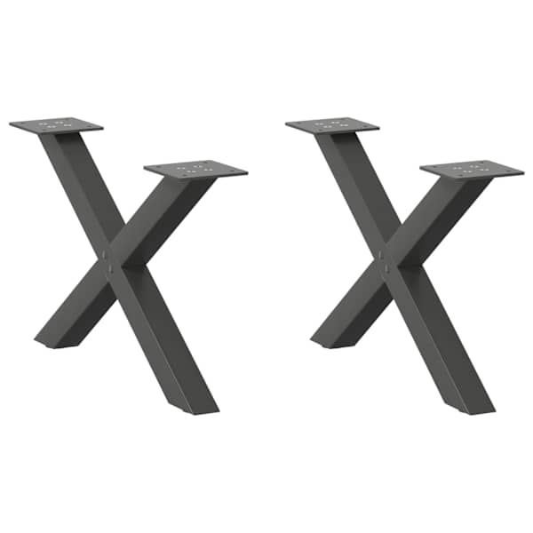 vidaXL kohvilaua jalad, X-kujulised, 2 tk, antratsiithall, 50 x (30-31) cm, teras