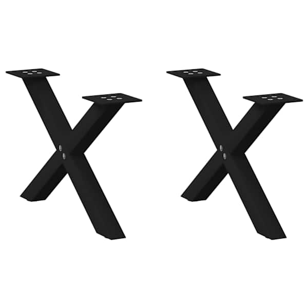 vidaXL kohvilaua jalad, X-kujulised, 2 tk, mustad, 60 x (30&ndash;31) cm, terasest