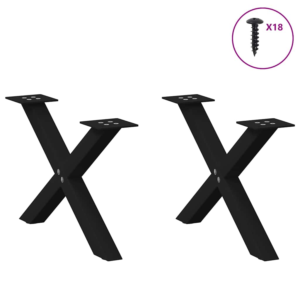 Thumbnail - vidaXL Couchtischbeine X-Form 2 Stk. Schwarz 60x(30-31) cm Stahl