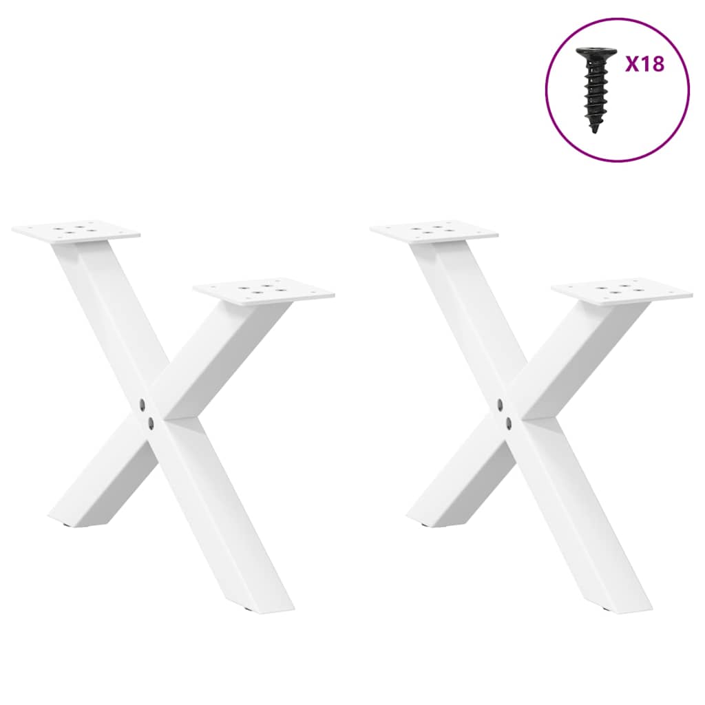Thumbnail - vidaXL Couchtischbeine X-Form 2 Stk. Weiß 60x(30-31) cm Stahl
