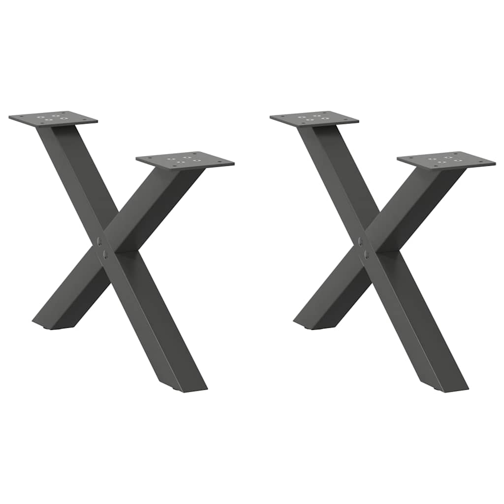 vidaXL Nohy konferenčního stolku ve tvaru X, 2 ks, antracitové, 60 x (30-31) cm, ocel