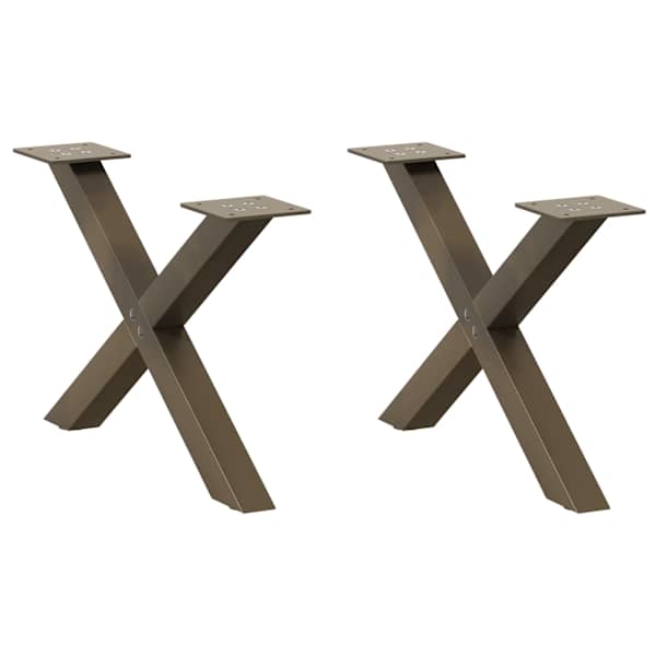 vidaXL kohvilaua jalad X-kujulised 2 tk, naturaalne teras, 60 x (30&ndash;31) cm, teras