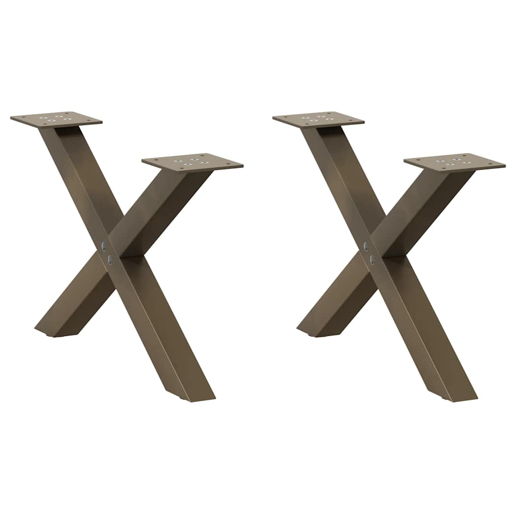vidaXL Nohy konferenčního stolku ve tvaru X, 2 ks, přírodní ocel, 60 x (30-31) cm, ocel