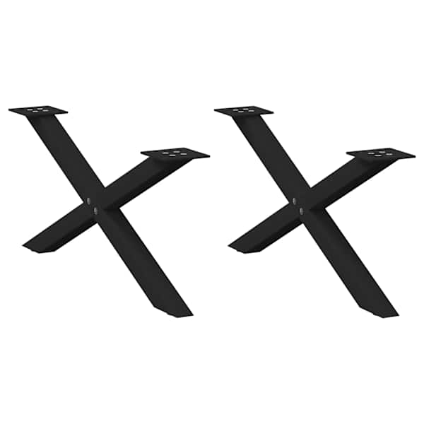 vidaXL kohvilaua jalad, X-kujulised, 2 tk, mustad, 70 x (30&ndash;31) cm, terasest