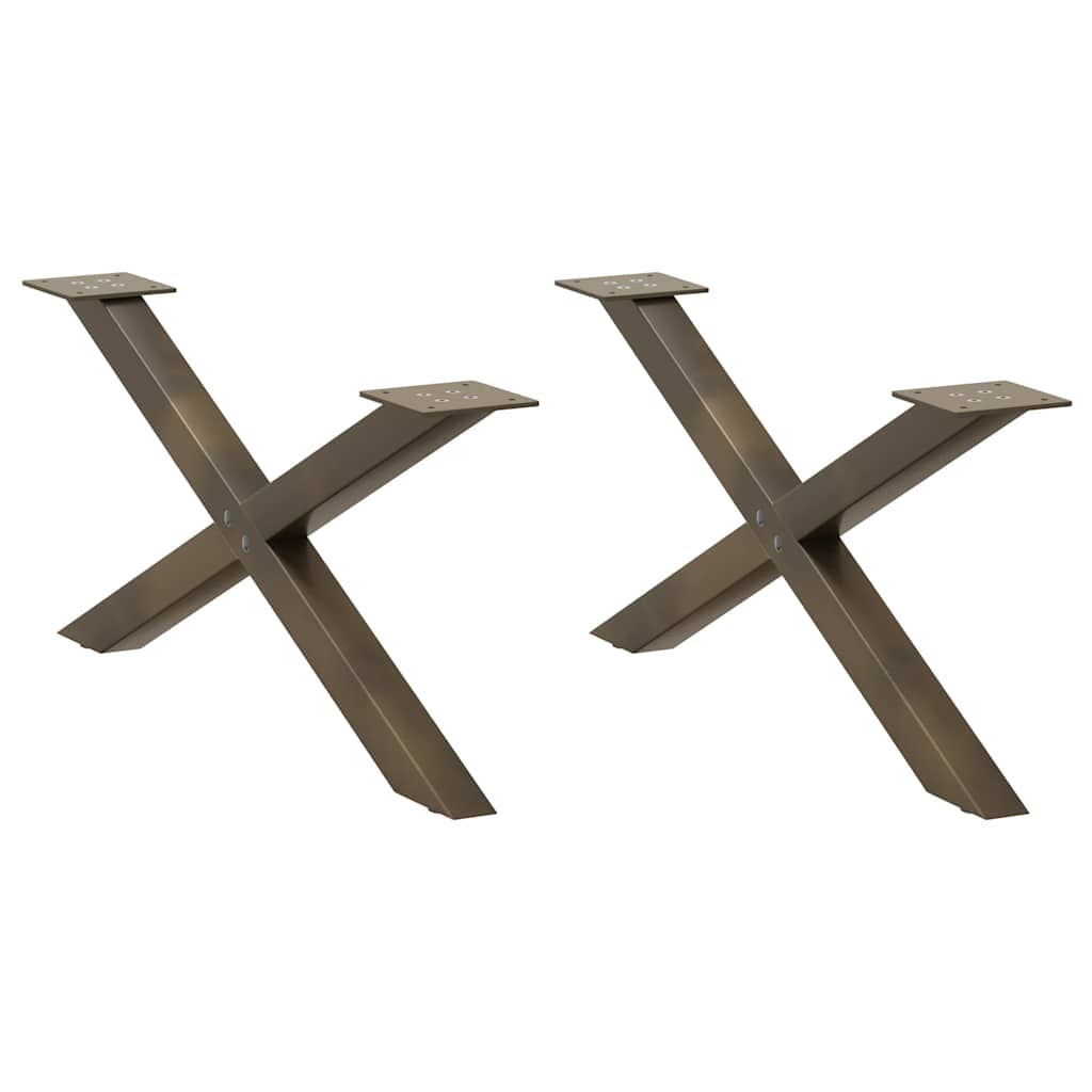 vidaXL Nohy konferenčního stolku ve tvaru X, 2 ks, přírodní ocel, 70 x (30-31) cm, ocel