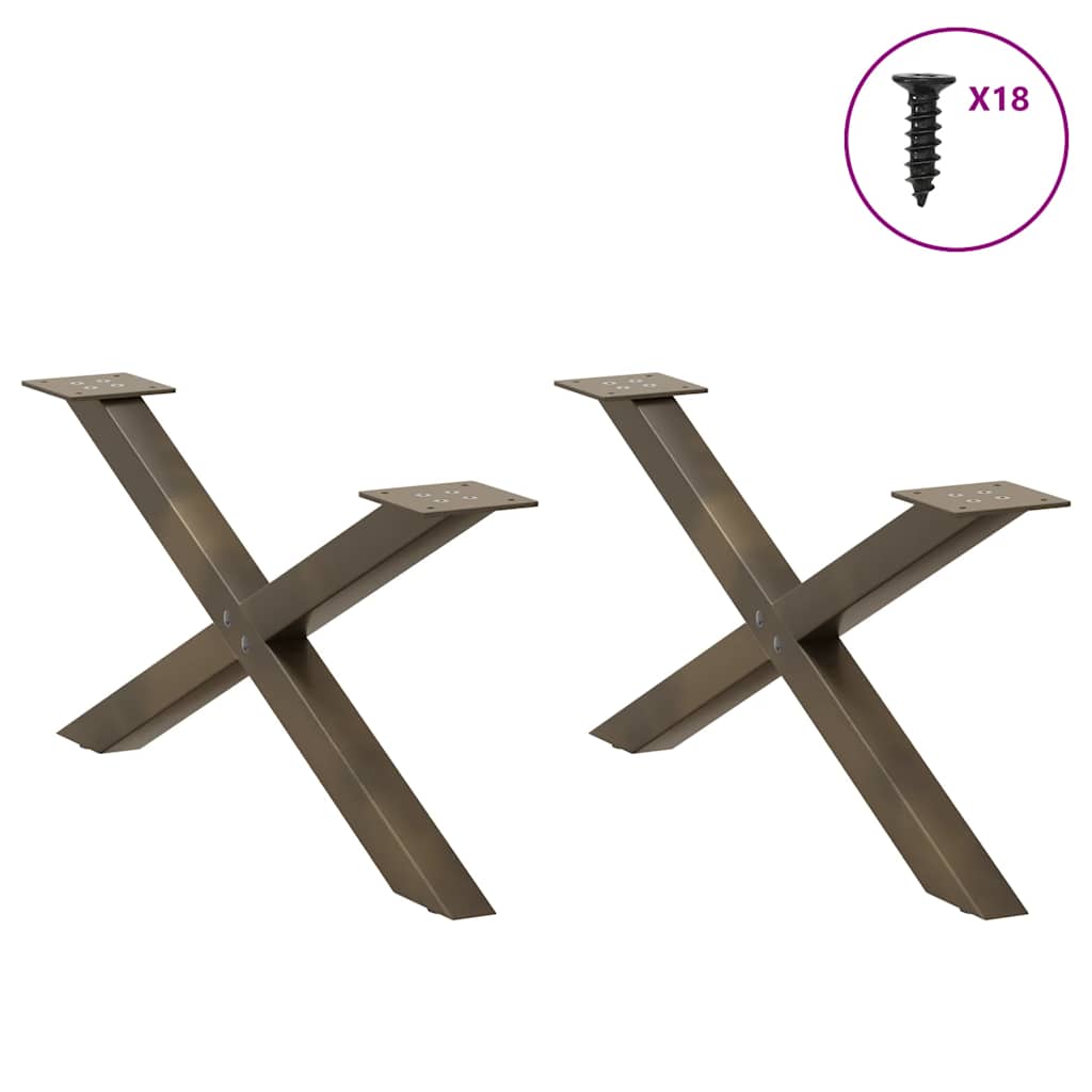 vidaXL Salontafelpoten 2 st X-vormig 70x(30-31) cm staal naturel, foto 2