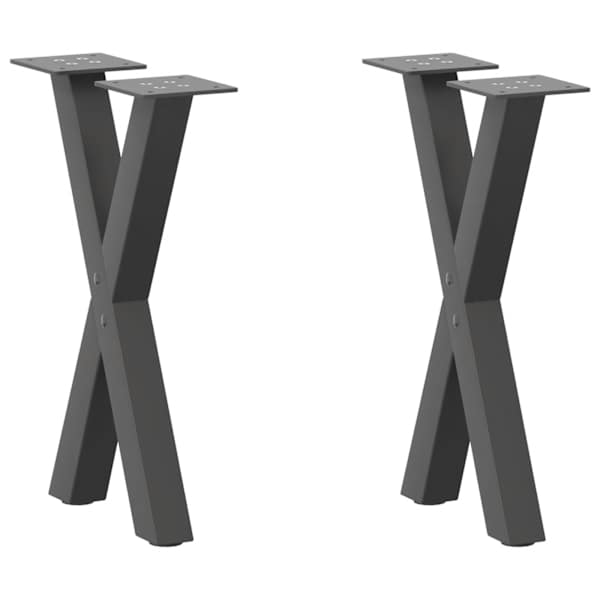 vidaXL kohvilaua jalad, X-kujulised, 2 tk, antratsiithall, 28 x (42-43) cm, teras