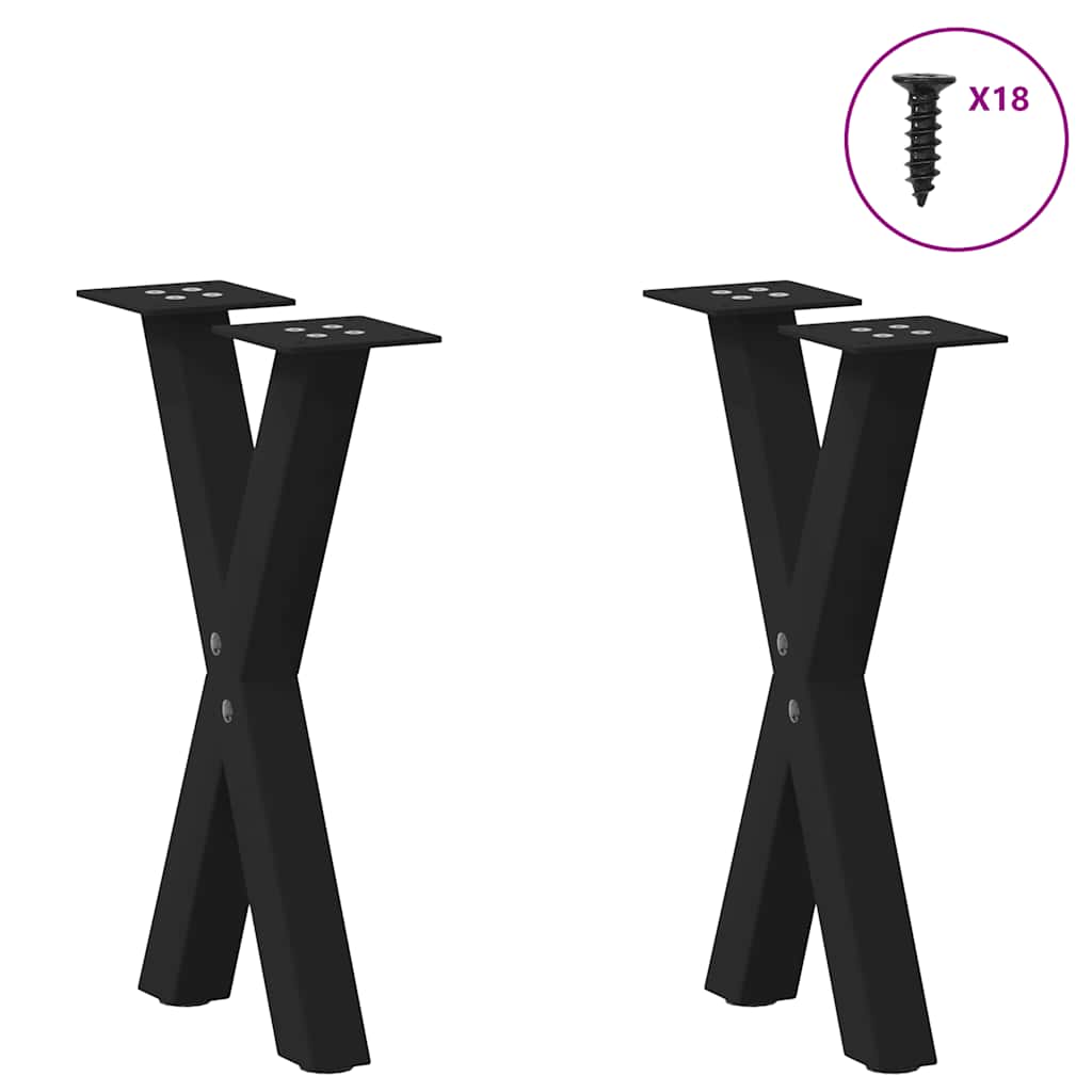 Thumbnail - vidaXL Couchtischbeine X-Form 2 Stk. Schwarz 38x(42-43) cm Stahl