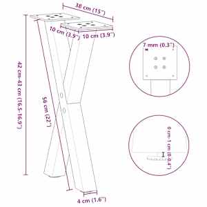Nohy konferenčního stolku ve tvaru X, 2 ks, černé, 38 x (42-43) cm, ocel - obrázek 10