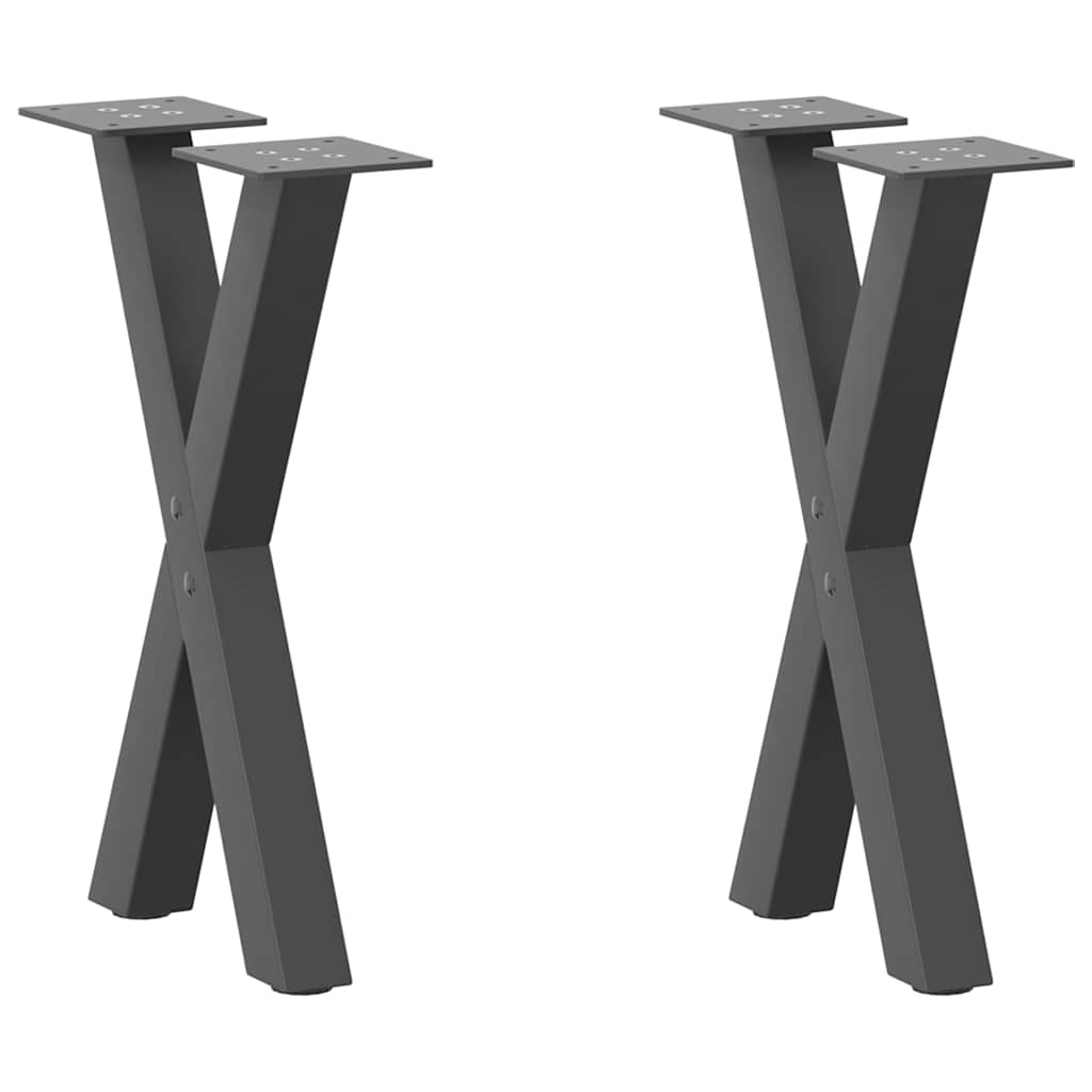 vidaXL Nohy konferenčního stolku ve tvaru X, 2 ks, antracitové, 38 x (42-43) cm, ocel
