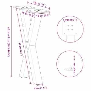 Nohy konferenčního stolku ve tvaru X, 2 ks, antracitové, 38 x (42-43) cm, ocel - obrázek 10