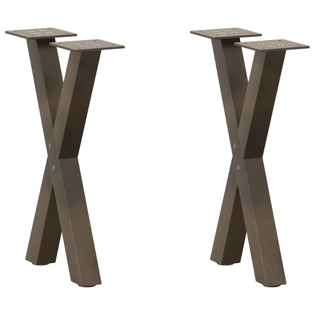 vidaXL Nohy konferenčního stolku ve tvaru X, 2 ks, přírodní ocel, 38 x (42-43) cm, ocel