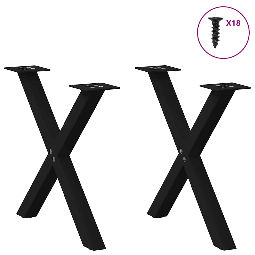Thumbnail - vidaXL Couchtischbeine X-Form 2 Stk. Schwarz 50x(42-43) cm Stahl