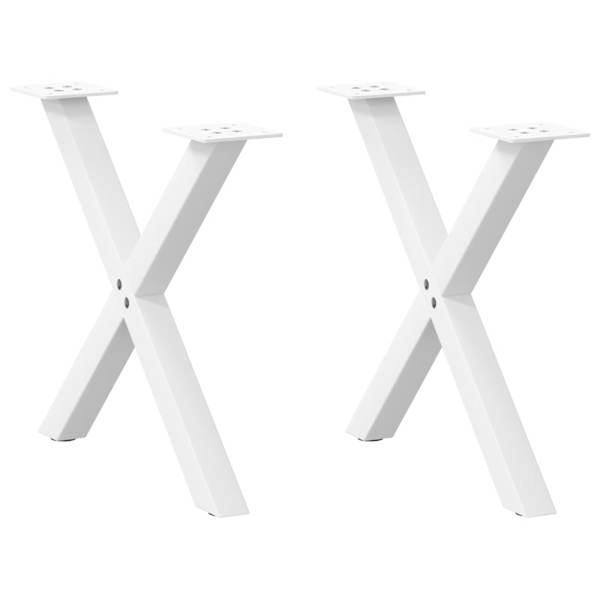 vidaXL kohvilaua jalad X-kujulised 2 tk valged 50 x (42-43) cm terasest