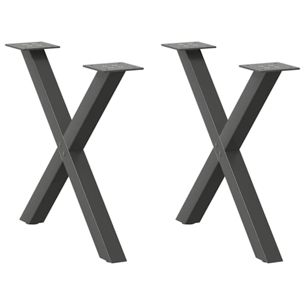 vidaXL kohvilaua jalad, X-kujulised, 2 tk, antratsiithall, 50 x (42&ndash;43) cm, teras