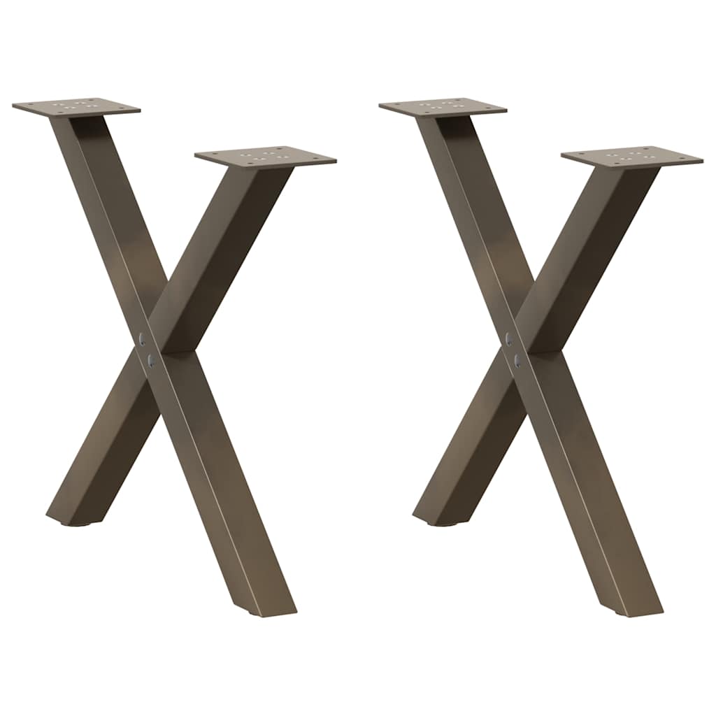 vidaXL Nohy konferenčního stolku ve tvaru X, 2 ks, přírodní ocel, 50 x (42-43) cm, ocel