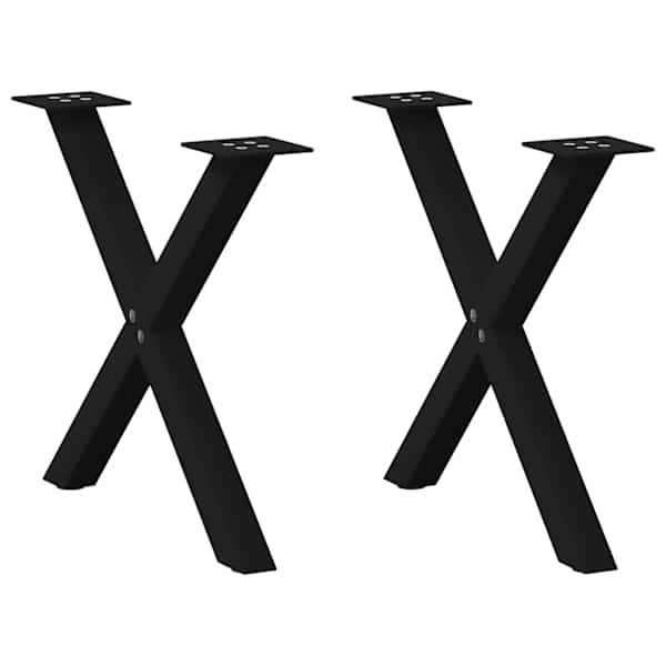 vidaXL kohvilaua jalad, X-kujulised, 2 tk, mustad, 60 x (42&ndash;43) cm, terasest