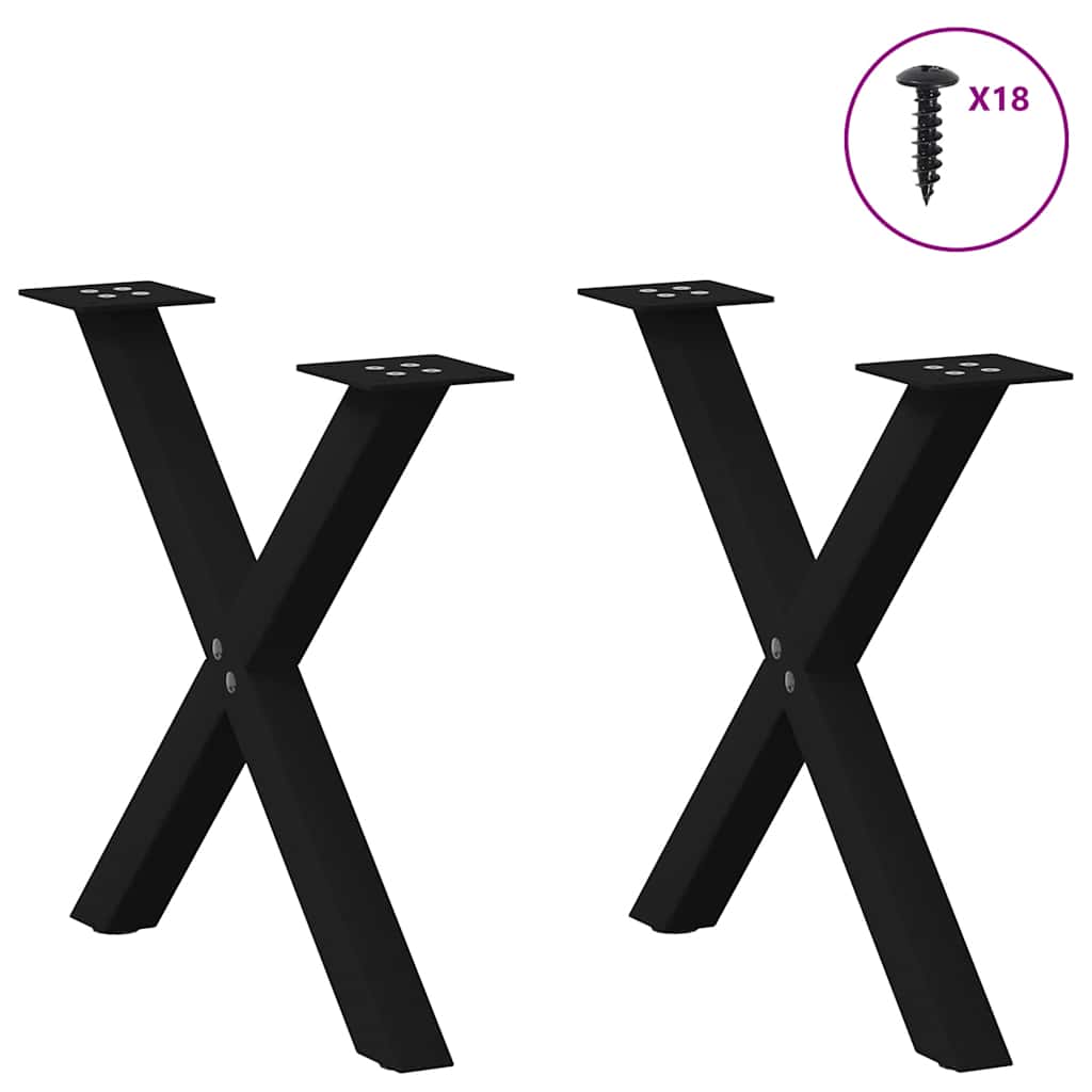 Thumbnail - vidaXL Couchtischbeine X-Form 2 Stk. Schwarz 60x(42-43) cm Stahl