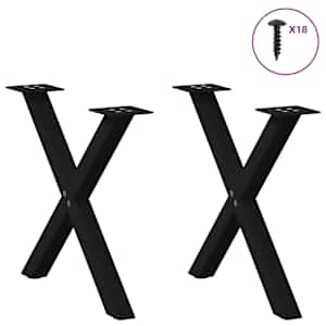Nohy konferenčního stolku ve tvaru X, 2 ks, černé, 60 x (42-43) cm, ocel - obrázek 3