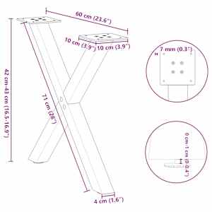 Nohy konferenčního stolku ve tvaru X, 2 ks, černé, 60 x (42-43) cm, ocel - obrázek 10